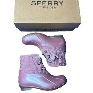 NIB Sperry Girls Saltwater Duck Rain Boot Blush Pink Size 7M